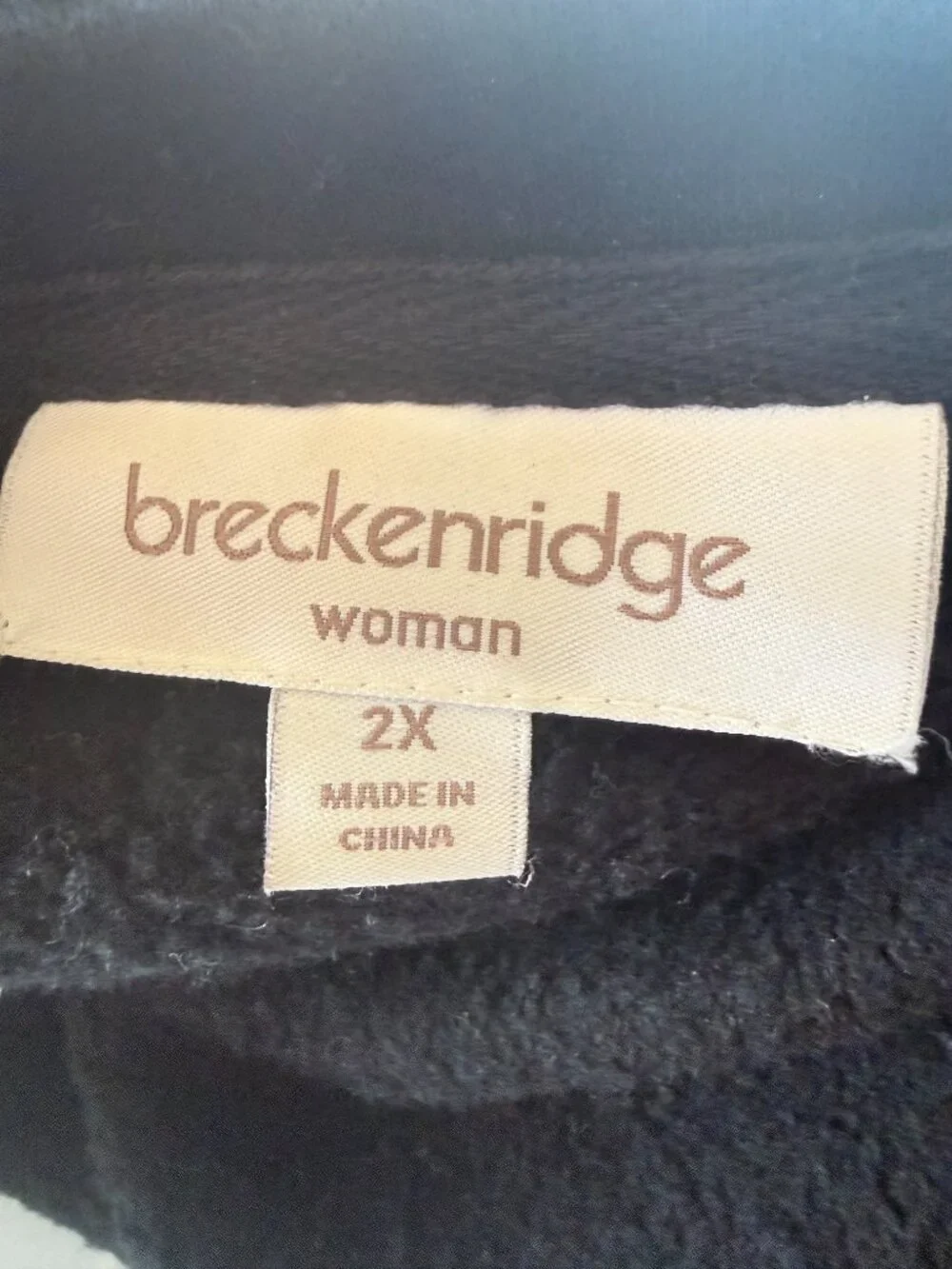 Breckenridge black long sleeve zip up sweater with embellished snowflakes 2X